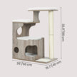 Cat Tree – MDF with Wood Veneer – Greige – Modern Design with Scratching Posts and Washable Cushions