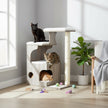 Cat Tree – MDF with Wood Veneer – Greige – Modern Design with Scratching Posts and Washable Cushions