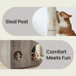 Cat Tree – MDF with Wood Veneer – Greige – Modern Design with Scratching Posts and Washable Cushions