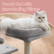 Cat Tree – Wood and Plush – Light Grey – 72 cm with Scratching Post and Three Pompoms