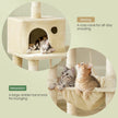 Multi-Level Cat Condo – Engineered Wood – Smoky Gray/Beige/Cream White/Light Gray – 11 Scratching Posts, 2 Perches, Hammock