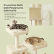 Multi-Level Cat Condo – Engineered Wood – Smoky Gray/Beige/Cream White/Light Gray – 11 Scratching Posts, 2 Perches, Hammock