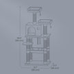 Multi-Level Cat Condo – Engineered Wood – Smoky Gray/Beige/Cream White/Light Gray – 11 Scratching Posts, 2 Perches, Hammock