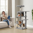 Cat Condo – Plush Fabric – Light Grey – Multi-Level with Scratching Posts and Perches