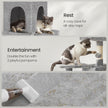 Cat Condo – Plush Fabric – Light Grey – Multi-Level with Scratching Posts and Perches