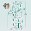 Large Cat Tree – Engineered Wood – Dark Gray/Sand Beige/Dove Gray – Multi-Level with 2 Caves and 5 Scratching Posts