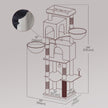 Large Cat Tree – Engineered Wood – Dark Gray/Sand Beige/Dove Gray – Multi-Level with 2 Caves and 5 Scratching Posts