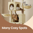 Large Cat Tree – Engineered Wood – Dark Gray/Sand Beige/Dove Gray – Multi-Level with 2 Caves and 5 Scratching Posts