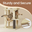 Large Cat Tree – Engineered Wood – Dark Gray/Sand Beige/Dove Gray – Multi-Level with 2 Caves and 5 Scratching Posts