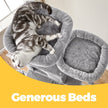 XL Cat Tree Tower – Wood & Fabric – Light Grey – 13 Scratching Posts, 2 Perches, Hammock for Multi-Cat Households