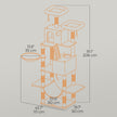 XL Cat Tree Tower – Wood & Fabric – Light Grey – 13 Scratching Posts, 2 Perches, Hammock for Multi-Cat Households