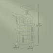 Multi-Level Cat Tree – Engineered Wood – Light Gray/Smoky Gray/Beige/Cream White – Includes 4 Scratching Posts and Hammock