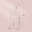 Multi-Level Cat Tree – Engineered Wood – Light Gray/Smoky Gray/Beige/Cream White – Includes 4 Scratching Posts and Hammock