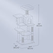 Multi-Level Cat Tree – Engineered Wood – Light Gray/Smoky Gray/Beige/Cream White – Includes 4 Scratching Posts and Hammock