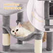 Multi-Level Cat Tree – Engineered Wood – Light Gray/Smoky Gray/Beige/Cream White – Includes 4 Scratching Posts and Hammock