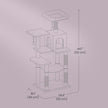Multi-Level Cat Tree – Engineered Wood – Light Gray/Smoky Gray/Beige/Cream White – Includes 4 Scratching Posts and Hammock