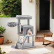 Cat Tree Tower – Engineered Wood – Light Grey – Includes Sisal Scratching Posts