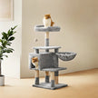 Cat Tree – Engineered Wood – Light Gray – Multilevel Design with Scratching Post