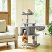 Cat Tree – Engineered Wood – Light Gray – Multilevel Design with Scratching Post
