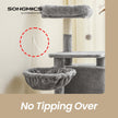 Cat Tree – Engineered Wood – Light Gray – Multilevel Design with Scratching Post