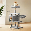 Cat Tree – Engineered Wood – Light Gray – Multilevel Design with Scratching Post