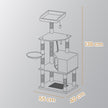 Cat Climbing Tower – Plush Fabric – Light Gray – Includes Condo and Play Basket
