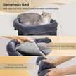 Cat Tree – Wood – Light Grey – Large Perch with Two Cat Caves and Scratching Post