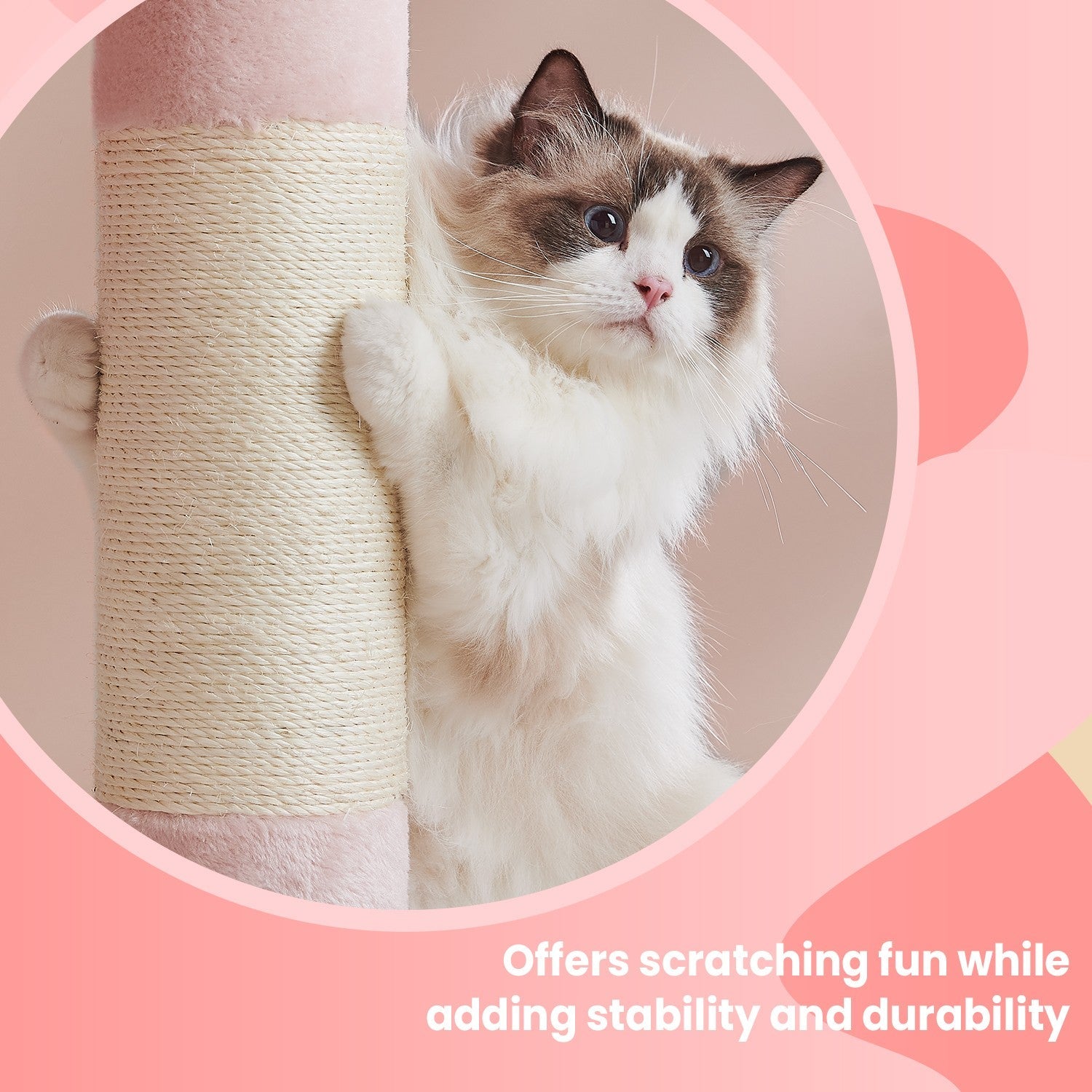 Cat Tree – Engineered Wood – Light Grey – Includes Large Perch and Plush Condos