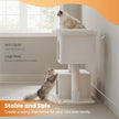 Cat Tree – Engineered Wood – Light Grey – Includes Large Perch and Plush Condos