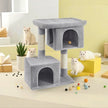Cat Tree – Engineered Wood – Light Grey – Includes Large Perch and Plush Condos