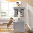 Cat Tree – Engineered Wood – Light Grey – Includes Large Perch and Plush Condos