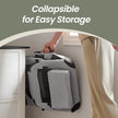 Collapsible Dog Crate – Soft Fabric – Grey – Portable with Breathable Mesh and Storage Pockets