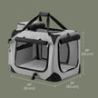 Collapsible Dog Crate – Soft Fabric – Grey – Portable with Breathable Mesh and Storage Pockets