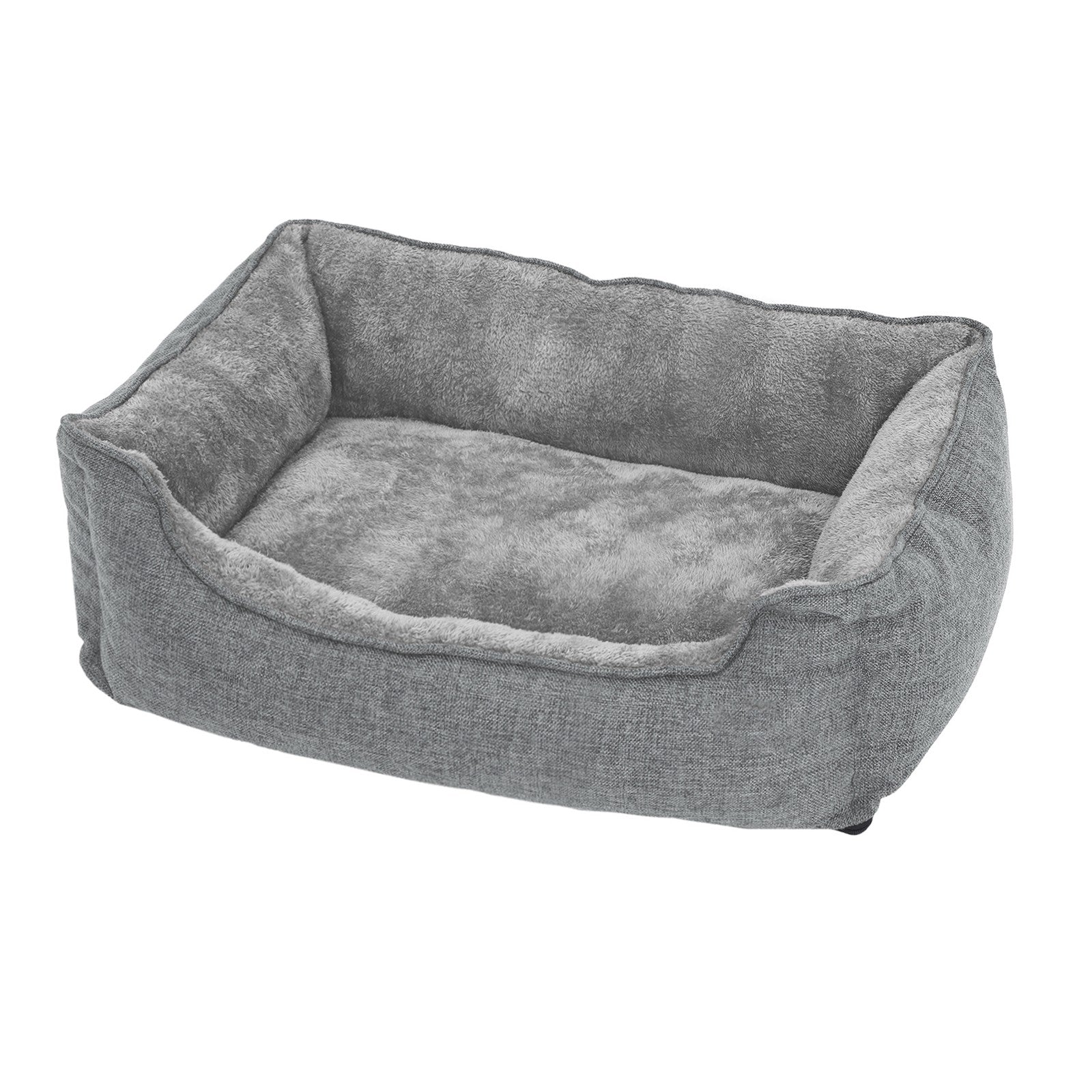 Dog Bed – Linen-Look – Light Grey – Easy to Clean with Raised Edges