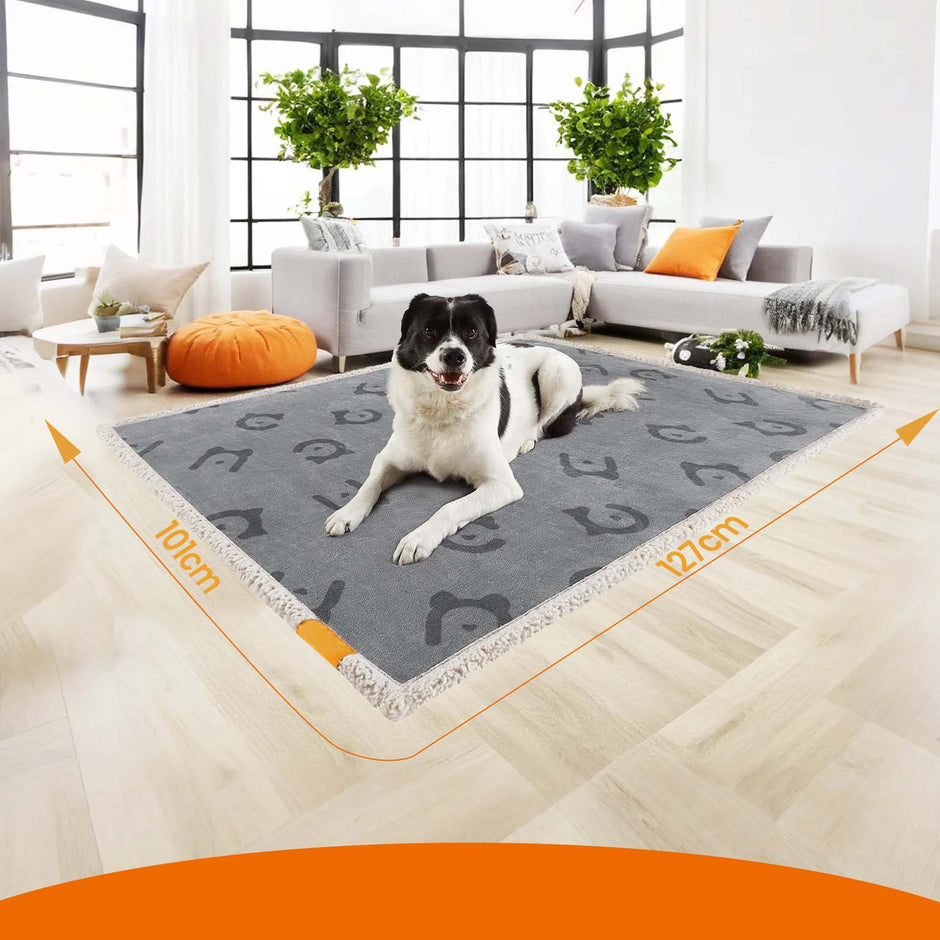 Waterproof Dog Blanket – Sherpa Fleece – Grey – Reversible Couch Cover Protector, Machine Washable