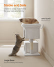 Cat Tree – Engineered Wood – Cream White – Features Scratching Posts and Cat Caves
