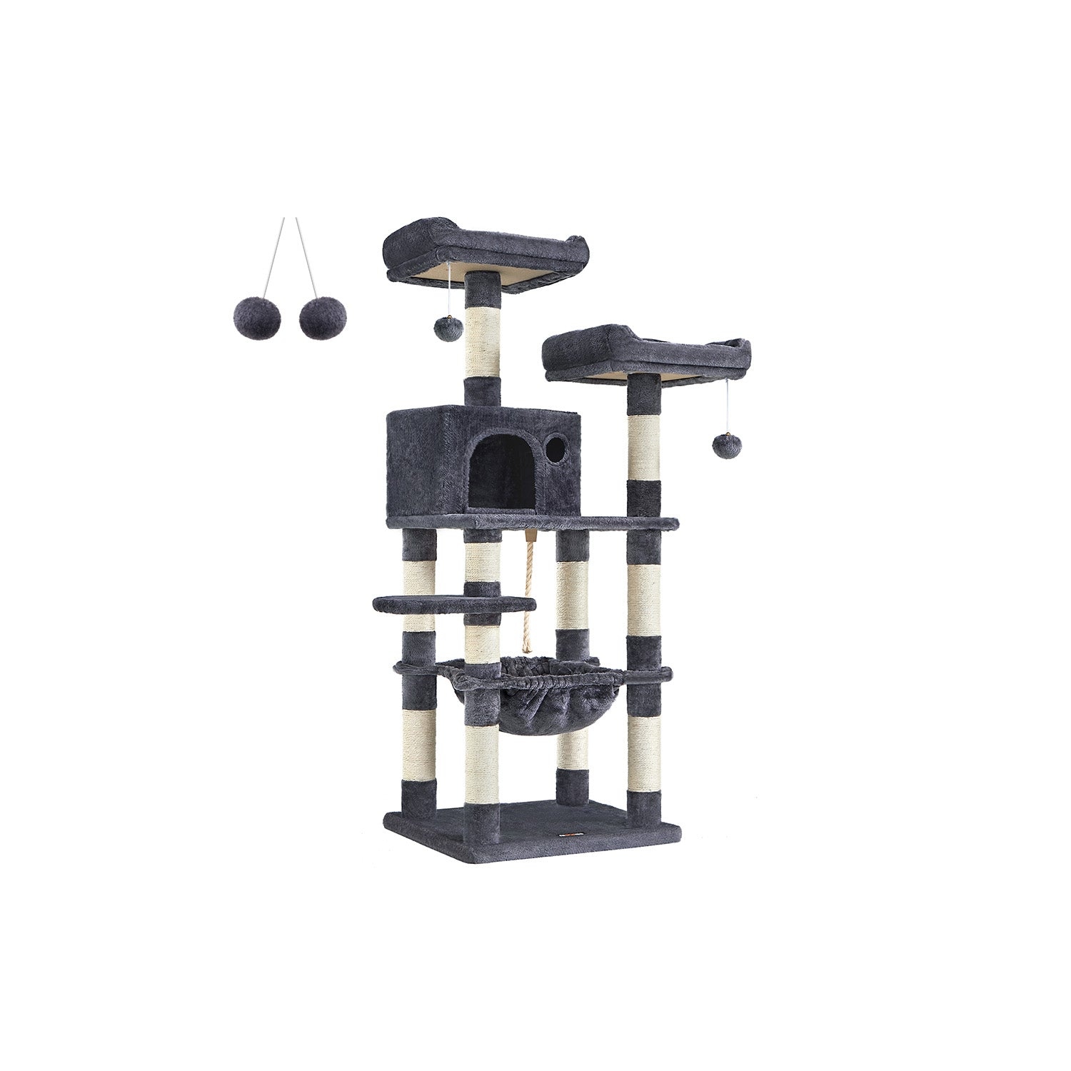 Cat Tree – Engineered Wood – Light Grey – Stable Design with Cat Cave