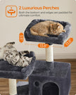 Cat Tree – Engineered Wood – Light Grey – Stable Design with Cat Cave