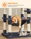 Cat Tree – Engineered Wood – Light Grey – Stable Design with Cat Cave