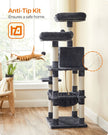 Cat Tree – Engineered Wood – Light Grey – Stable Design with Cat Cave