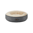 Round Dog Bed – Fabric – Dark Grey – Washable Cover, 50 cm Diameter