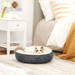 Round Dog Bed – Fabric – Dark Grey – Washable Cover, 50 cm Diameter