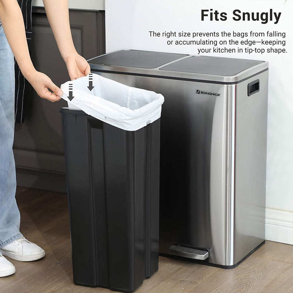 Drawstring Bin Liners – Durable Plastic – White – 30L Capacity – 90 Pieces in 2 Rolls