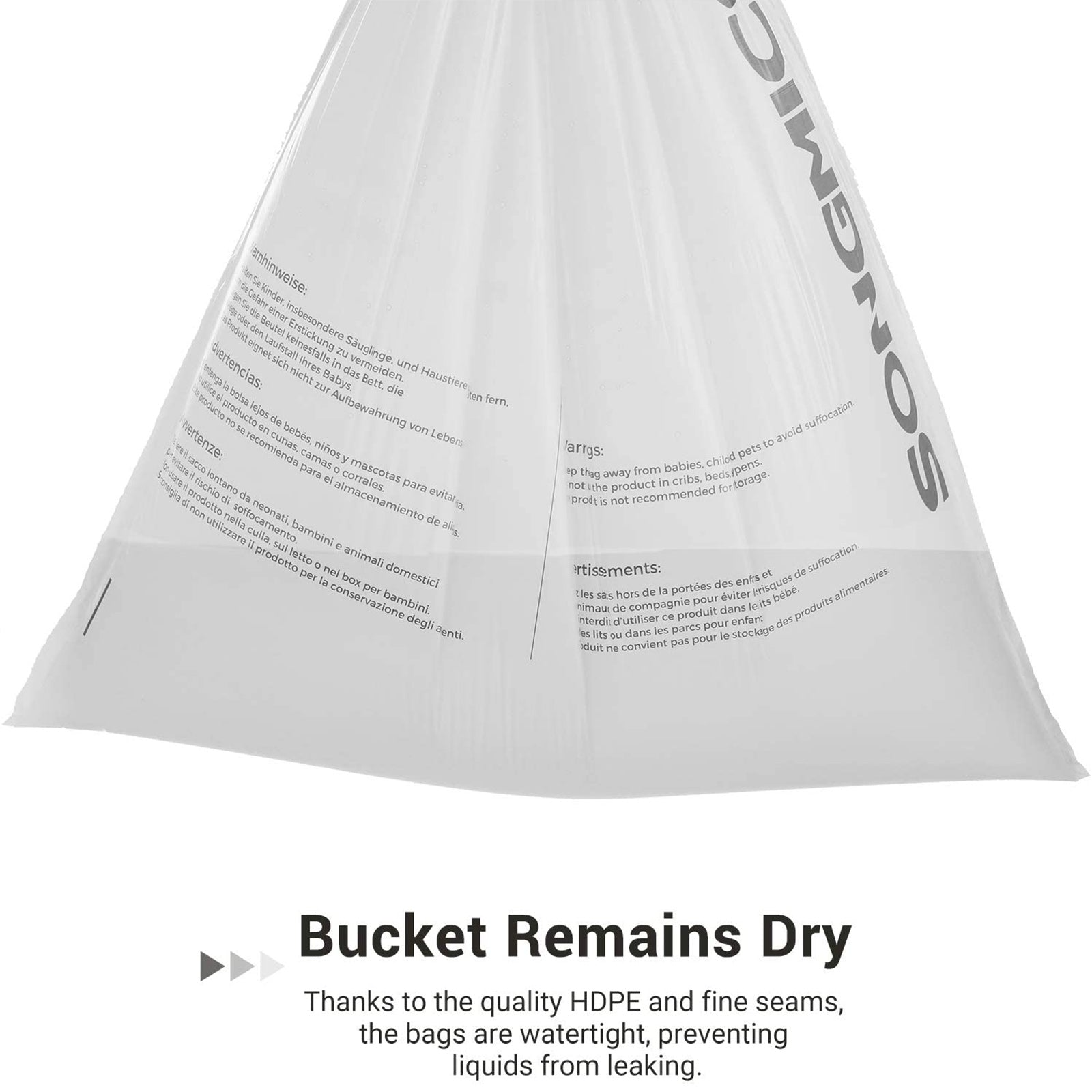 Drawstring Bin Liners – Durable Plastic – White – 30L Capacity – 90 Pieces in 2 Rolls