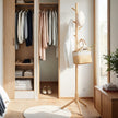 Standing Coat Rack – Solid Wood – White – Tree-Shaped with 8 Hooks and Adjustable Height Options
