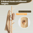 Standing Coat Rack – Solid Wood – White – Tree-Shaped with 8 Hooks and Adjustable Height Options