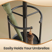 Freestanding Coat Rack – Metal – Black – 12 Hooks with Umbrella Holder