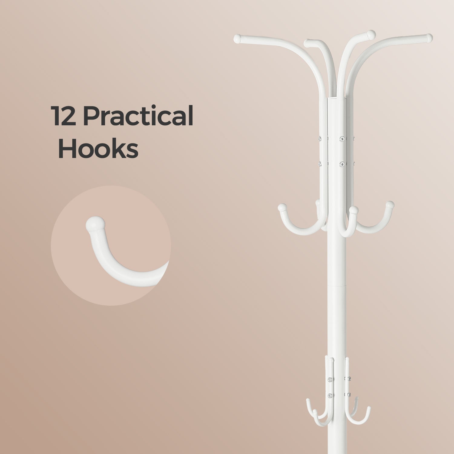 Freestanding Coat Rack – Metal – Black – 12 Hooks with Umbrella Holder