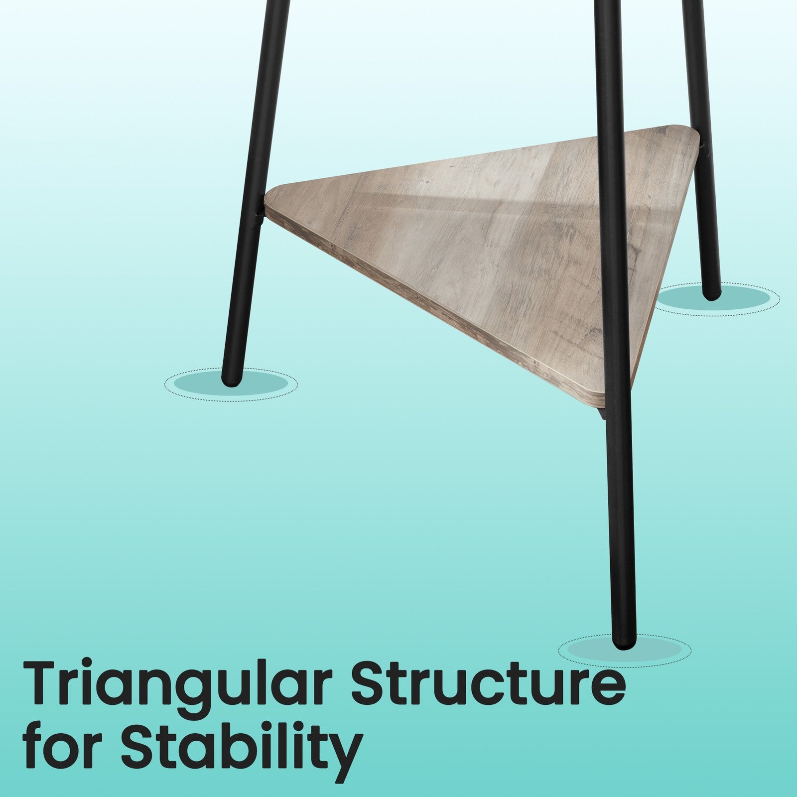 Freestanding Coat Rack – Wood and Metal – Greige and Black – Industrial Style with 2 Shelves