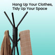 Freestanding Coat Rack – Wood and Metal – Greige and Black – Industrial Style with 2 Shelves